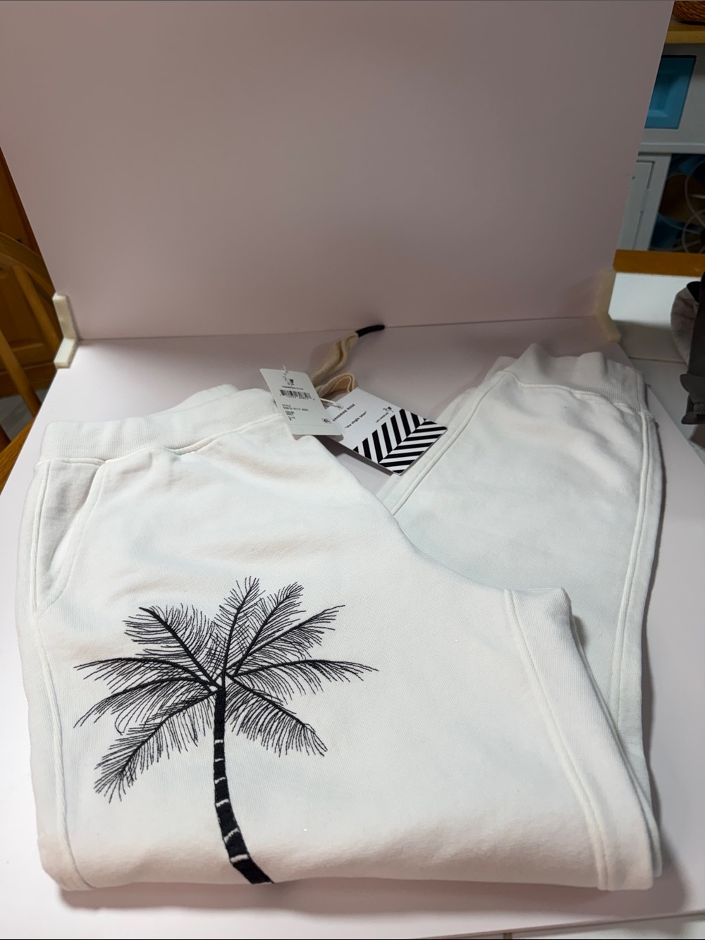 Sandrine Rose white with Palm Tree Sweatpants